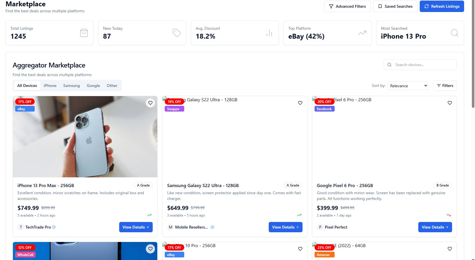 Market Analysis Engine dashboard — trends, demand, and AI insights